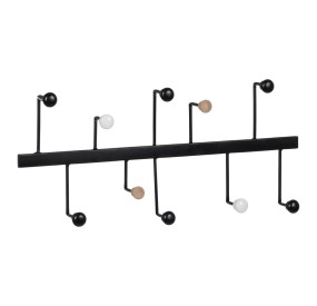 BLACK METAL WALL COAT RACK 9 HOOKS