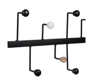 BLACK METAL WALL COAT RACK 9 HOOKS