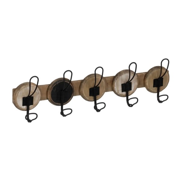 WALL COAT RACK IN NATURAL WOOD 59x18cm