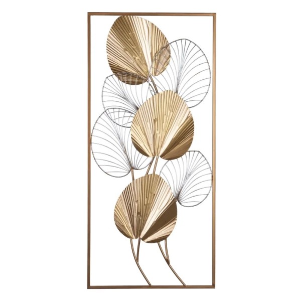 METAL WALL PAINTING GOLD LEAVES 43x92cm