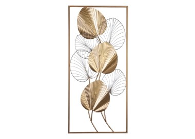 METAL WALL PAINTING GOLD LEAVES 43x92cm