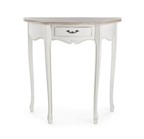 JUSTINE CONSOLE ENTRY TABLE 1 DRAWER IN WHITE WOOD BIZZOTTO