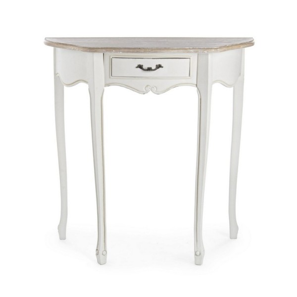 JUSTINE CONSOLE ENTRY TABLE 1 DRAWER IN WHITE WOOD BIZZOTTO