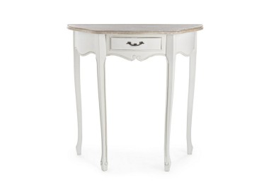 JUSTINE CONSOLE ENTRY TABLE 1 DRAWER IN WHITE WOOD BIZZOTTO