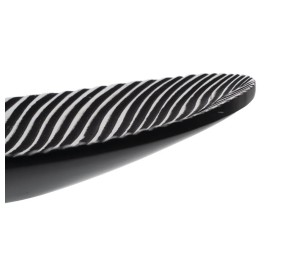 CENTERPIECE TRAY OVAL PLATE POLYRESIN LEAF BLACK AND WHITE 37cm