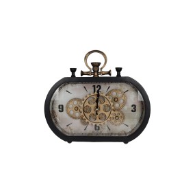 BRANDANI METAL / GLASS GEAR TABLE CLOCK 36x32cm