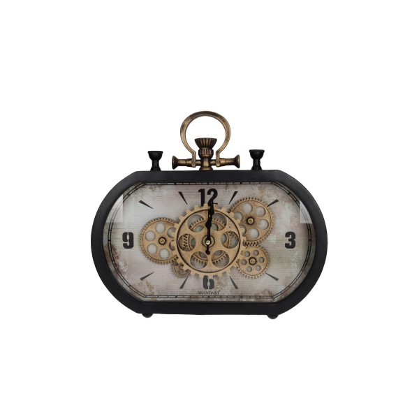 BRANDANI METAL / GLASS GEAR TABLE CLOCK 36x32cm