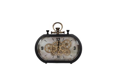 BRANDANI METAL / GLASS GEAR TABLE CLOCK 36x32cm