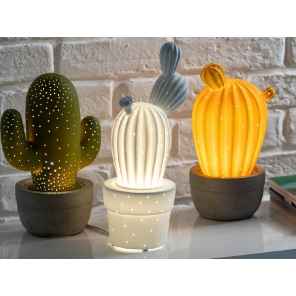 BRANDANI PORCELAIN CACTUS LAMP H.33cm