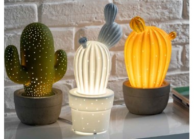 BRANDANI PORCELAIN CACTUS LAMP H.33cm