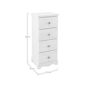 BLANC CHEST OF 4 DRAWERS IN BIZZOTTO WHITE WOOD