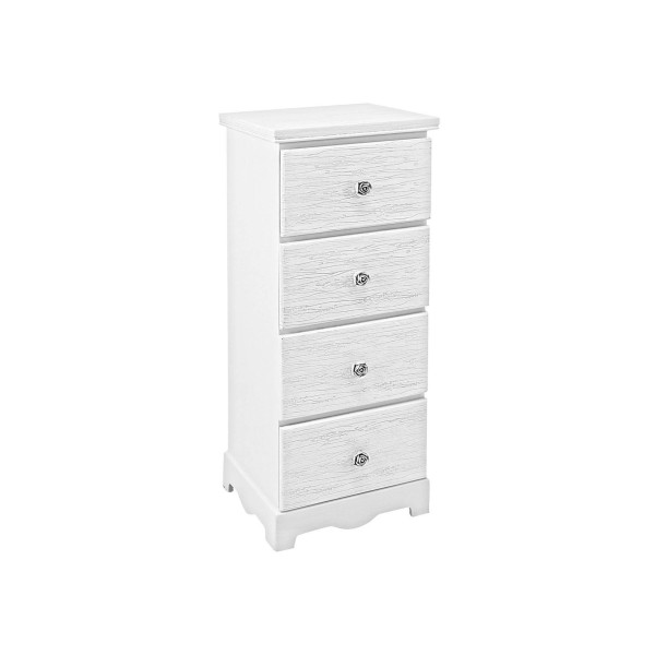 BLANC CHEST OF 4 DRAWERS IN BIZZOTTO WHITE WOOD