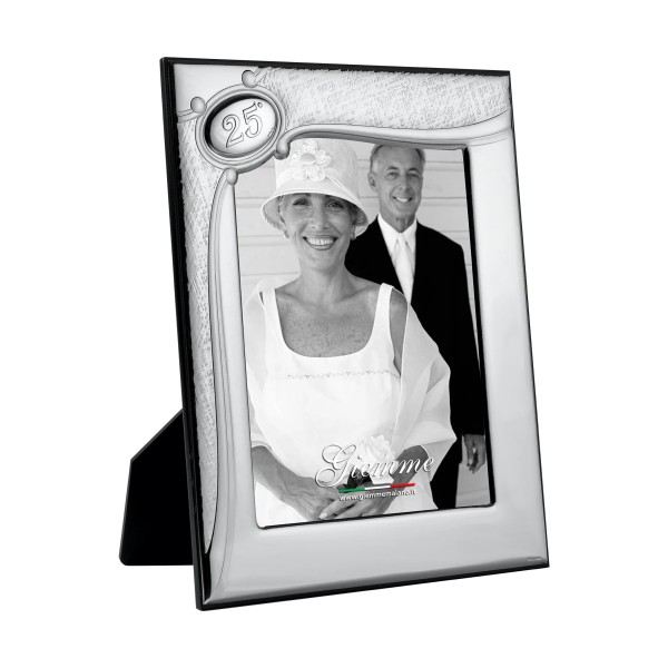 KAT10 GIEMME SILVER METAL 25th ANNIVERSARY PHOTO FRAME 15x20CM