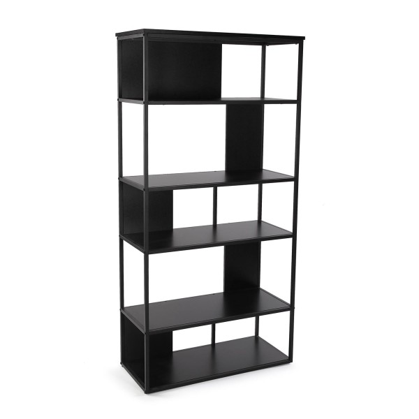 BLACK METAL OBJECT SHELF 5 SHELVES 80x36 H160cm VERSA