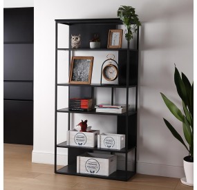 BLACK METAL OBJECT SHELF 5 SHELVES 80x36 H160cm VERSA