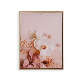 QUADRO SU TELA FIORI ORCHIDEA CORNICE LEGNO 45x60cm