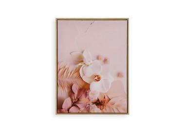 QUADRO SU TELA FIORI ORCHIDEA CORNICE LEGNO 45x60cm