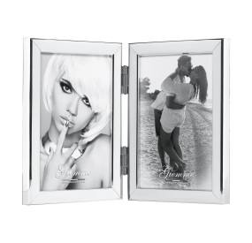 DOUBLE PHOTO FRAME POLISHED ALUMINUM GIEMME