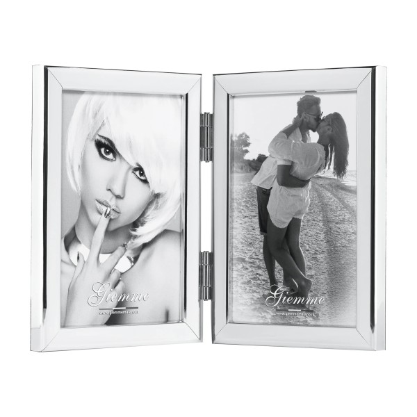 DOUBLE PHOTO FRAME POLISHED ALUMINUM GIEMME