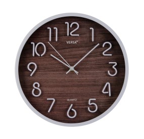 MODERN WALL CLOCK WOOD EFFECT WHITE FRAME DIAMETER 30CM