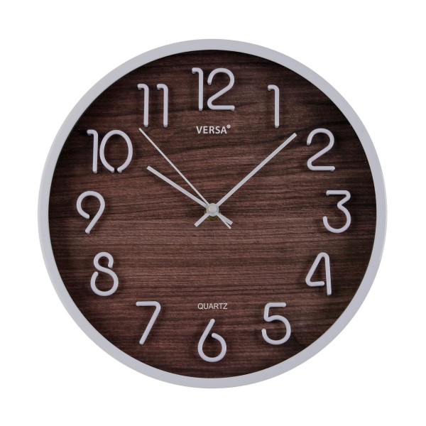 MODERN WALL CLOCK WOOD EFFECT WHITE FRAME DIAMETER 30CM