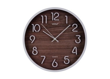 MODERN WALL CLOCK WOOD EFFECT WHITE FRAME DIAMETER 30CM