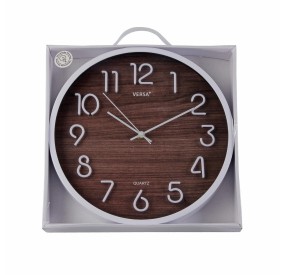 MODERN WALL CLOCK WOOD EFFECT WHITE FRAME DIAMETER 30CM