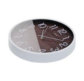 MODERN WALL CLOCK WOOD EFFECT WHITE FRAME DIAMETER 30CM