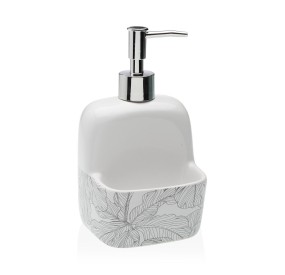 SOAP DISPENSER WITH CERAMIC SPONGE HOLDER - LEAVES