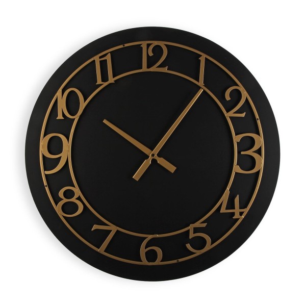 BLACK AND GOLD WOOD WALL CLOCK DIAMETER 60CM