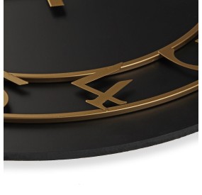 BLACK AND GOLD WOOD WALL CLOCK DIAMETER 60CM