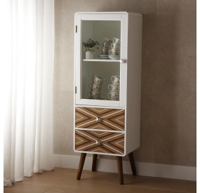 MOBILE SHOWCASE CHEST OF 2 DRAWERS IRI IN WHITE WOOD H.120cm