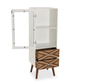 MOBILE SHOWCASE CHEST OF 2 DRAWERS IRI IN WHITE WOOD H.120cm