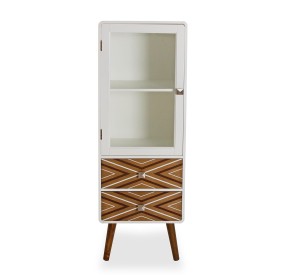 MOBILE SHOWCASE CHEST OF 2 DRAWERS IRI IN WHITE WOOD H.120cm