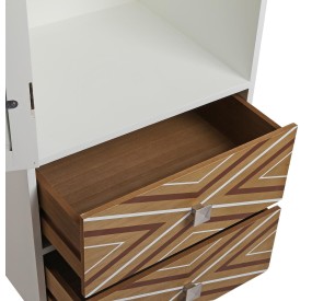 MOBILE SHOWCASE CHEST OF 2 DRAWERS IRI IN WHITE WOOD H.120cm