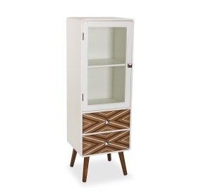 MOBILE SHOWCASE CHEST OF 2 DRAWERS IRI IN WHITE WOOD H.120cm