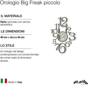 OROLOGIO PARETE BIG FREAK PICCOLO ARTI E MESTIERI COLORE FANGO 40x54CM