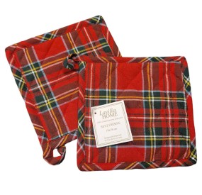 COPPIA PRESINE NATALE ROSSO 18x18cm 100% COTONE LAVILLA HOME