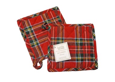 COPPIA PRESINE NATALE ROSSO 18x18cm 100% COTONE LAVILLA HOME