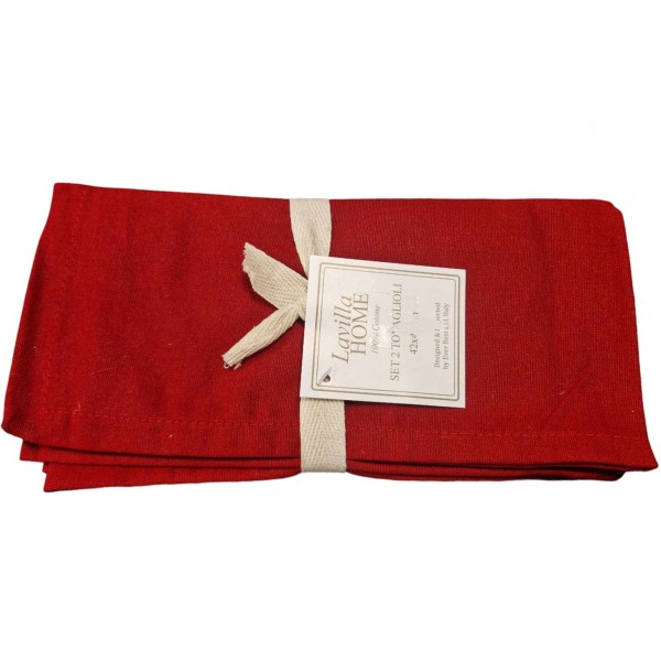 COPPIA TOVAGLIOLI ROSSO 42x42cm 100% COTONE LAVILLA HOME