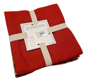 COPPIA STROFINACCI NATALE ROSSO 50x70cm 100% COTONE LAVILLA HOME