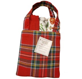 KIT BAG + 3 RED CHRISTMAS DISH TOWELS 100% COTTON LAVILLA HOME