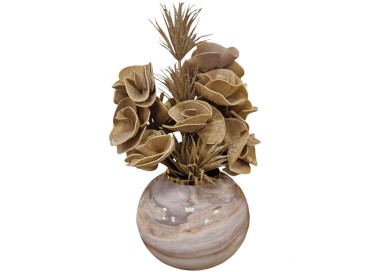 FLORAL COMPOSITION WITH VASE OF METAL EFFECT STONES GLOSSY H.40cm