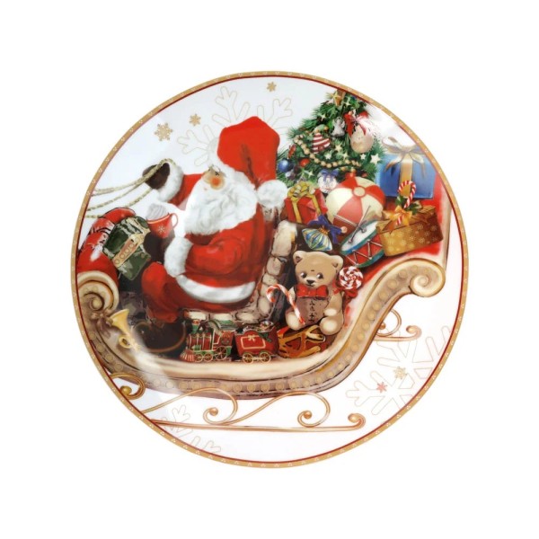 PIATTO PORTATA NATALIZIO CHRISTMAS BIANCO BRANDANI PORCELLANA DIAMETRO 30CM