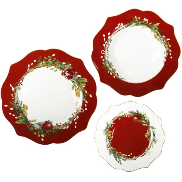 CAROL DISH SET 18 PIECES CHRISTMAS CHRISTMAS BRANDANI PORCELAIN