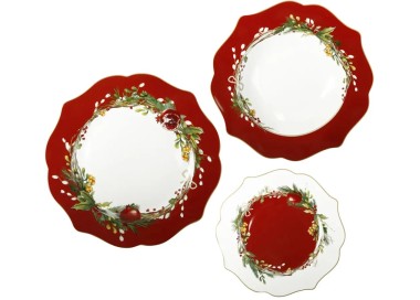 CAROL DISH SET 18 PIECES CHRISTMAS CHRISTMAS BRANDANI PORCELAIN