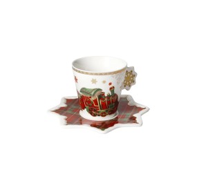 PAIR OF CHRISTMAS BRANDANI PORCELAIN CHRISTMAS TEA CUPS