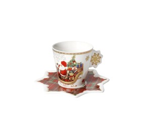 PAIR OF CHRISTMAS BRANDANI PORCELAIN CHRISTMAS TEA CUPS