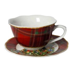 TAZZA CON DECORAZIONI NATALIZIE CHRISTMAS BRANDANI PORCELLANA