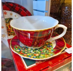 TAZZA CON DECORAZIONI NATALIZIE CHRISTMAS BRANDANI PORCELLANA